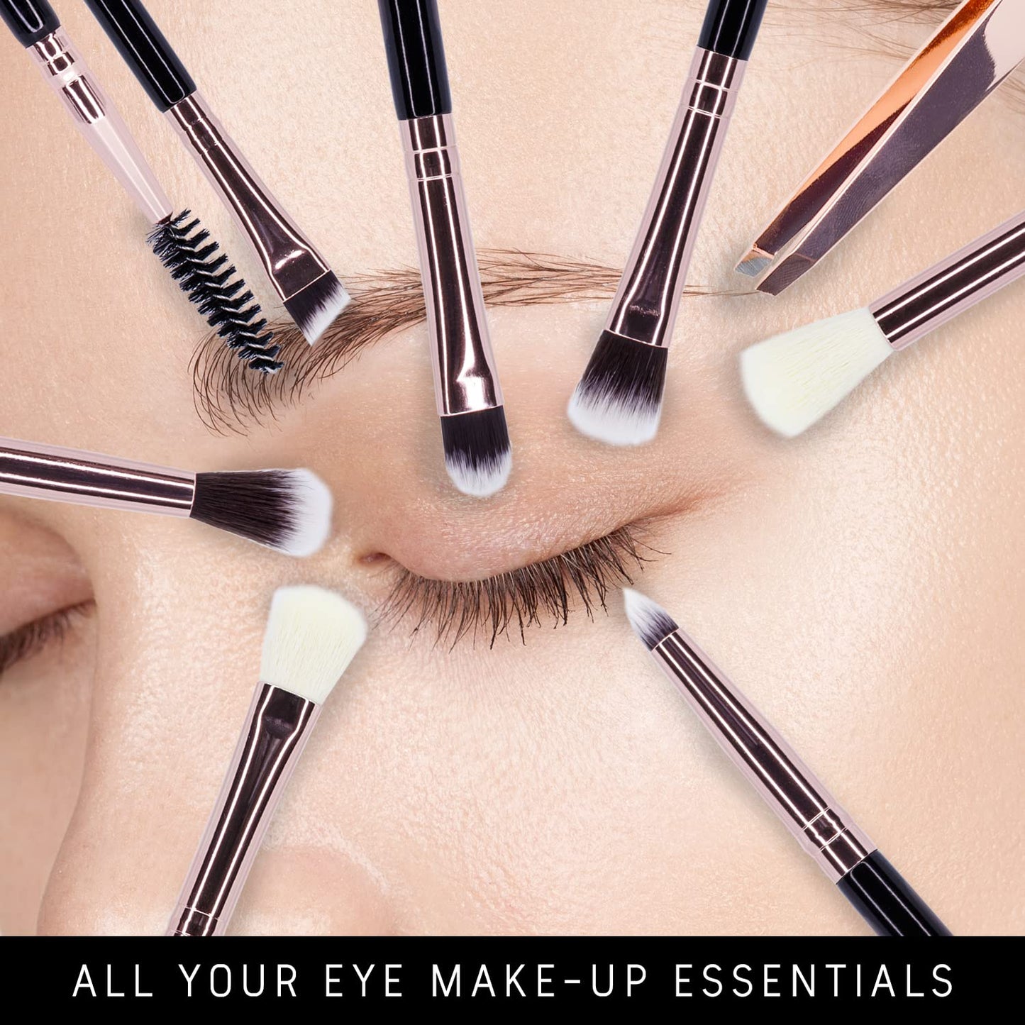 Niré Beauty Eye Brush Set - Award Winning Eye Makeup Brushes for Eyes and Brows Including Eye Shadow Brush Set, Eyebrow Brush and Tweezers