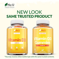Vitamin D3 Gummies 4000IU Adults - 90 Vegetarian Gummies - Natural Orange Flavour - Chewable VIT D Gummy Supplement - Made in the UK - Nu U Nutrition