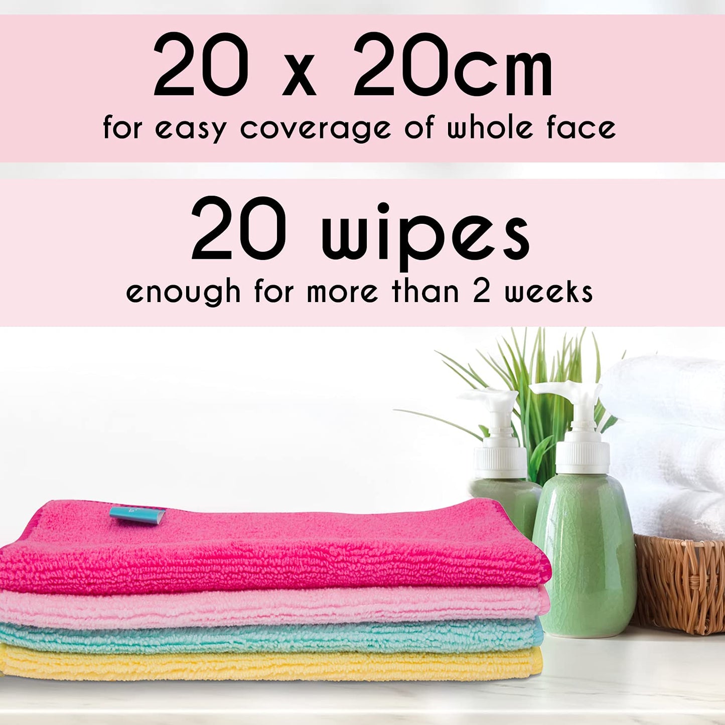 Green Face Co. Green Face Co 20 Microfibre Makeup Remover Wipes with Laundry Bag | Pack of 20cm x 20cm Reusable Soft Facial Cloths for Beauty Routine | Perfect Make Up Removing Towel or Cleansing Cloth
