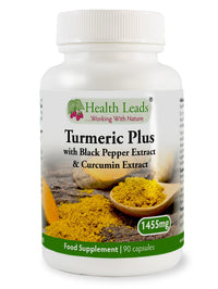 Health Leads ...Working With Nature Turmeric Capsules 1455mg with Curcumin and Black Pepper (3 Month Supply) High Strength Active Extracts | Clean British Supplements