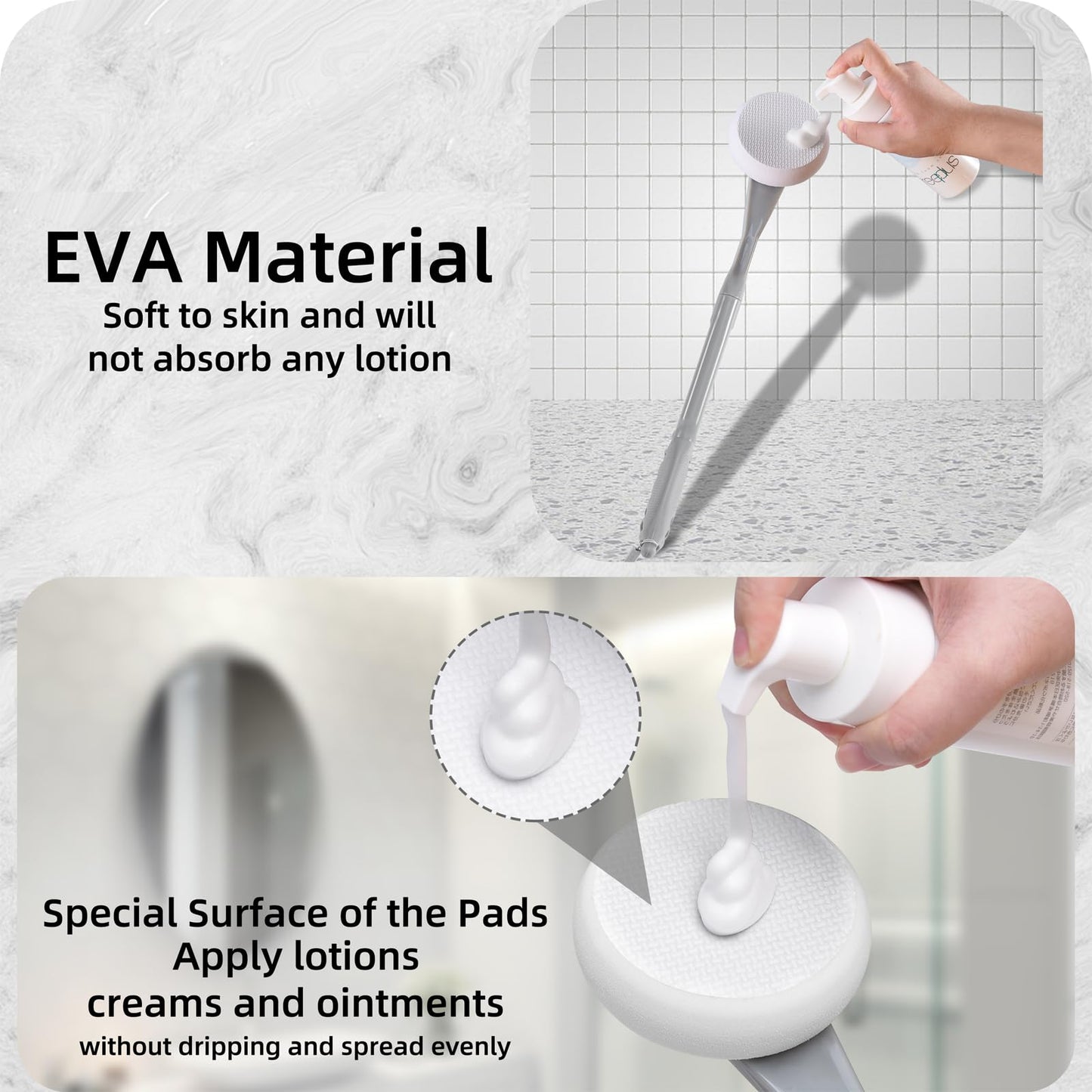 BTideas Lotion Applicator for Back, 52CM Back Cream Applicator, Cream Applicator for Back, Easy Reach and Washable, Back Moisturiser Applicator