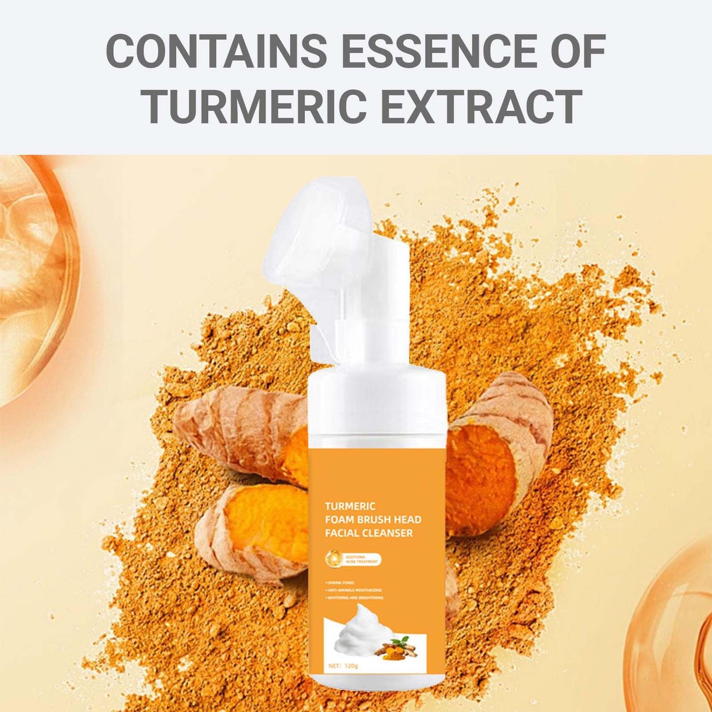 Yongst Turmeric Face Wash With Exfoliating Brush Deep Cleansing Foaming Cleanser For Firming Skin Take Away Excess Keratin, Unclogs Pores, And Brightens Complexion