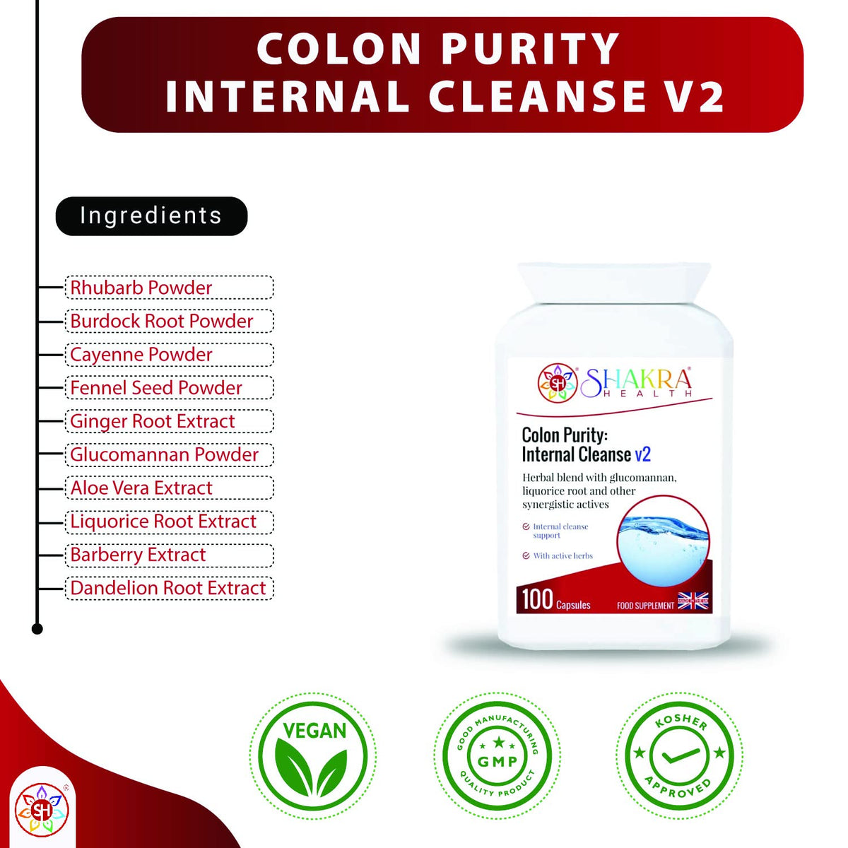 SH SHAKRA HEALTH Colon Purity: Internal Cleanse v2 - Ultimate Bowel Flush, Constipation & Regularity. Ideal Before or After Colonic Treatments | Shakra Health