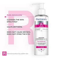 Pharmaceris R Puri-Rosalgin, Eye and Face Cleanser, Face Wash Gel for Rosacea Skin, Physiological Gel, Cleanser for Sensitive and Allergic Skin, D-Panthenol - 200 ml