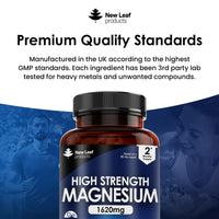 NEW LEAF PRODUCTS Magnesium Citrate Capsules 1620mg - Super Strength and High Absorption Magnesium Supplements - with 500mg ElementalMagnesium - Not Tablets - Muscle & Sleep Support (Two Months Supply)