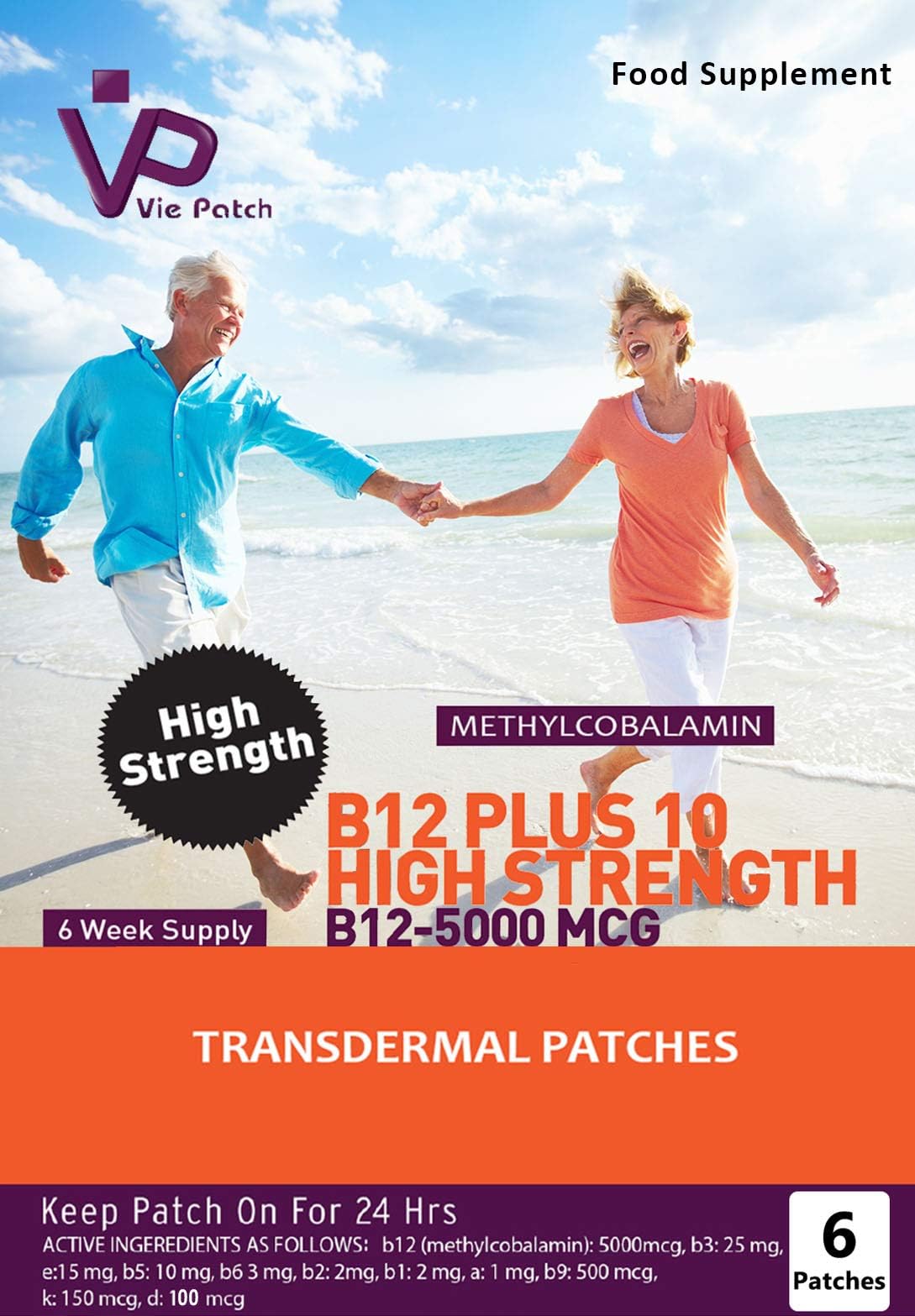 VIE Vie Healthcare Vitamin B12 Plus 10 High Strength Transdermal Patches, 6 Transdermal Patches