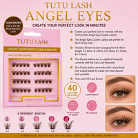 TUTU LASH Tutu Lash Caramel Lashes Brown DIY Cluster Lashes ANGEL EYES 40 x cluster lashes self application easy to apply lashes lash cluster box re-usable vegan