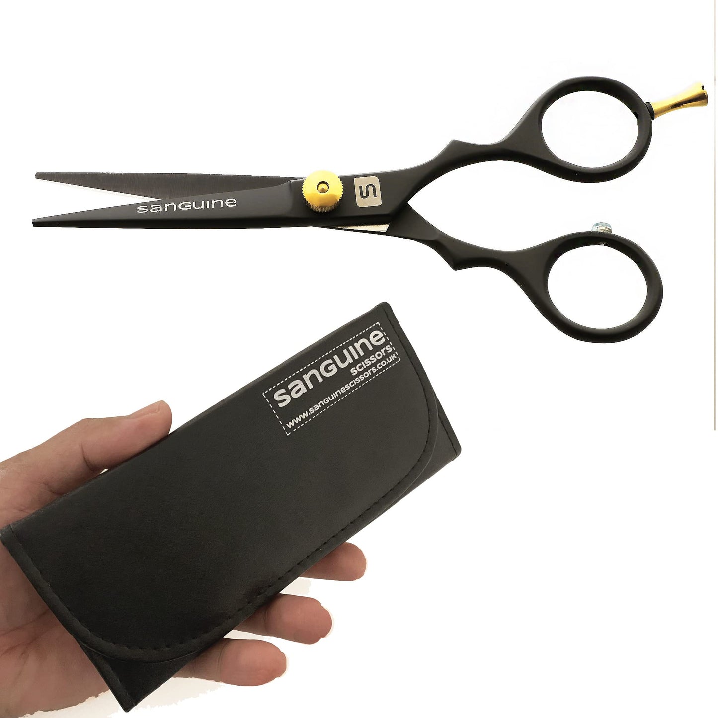 Sanguine Professional Beard Trimming Scissors, Moustache Scissors, Men Hair Scissors - 5.0 inch, Ultra Sharp, Presentation Case