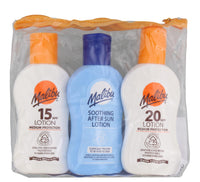 Malibu Sun Travel Essentials with SPF 10 & 20 Sun Cream Protection & After Sun Lotion, Holiday Sun Care, Water Resistant, Multipack, 3 x 100ml