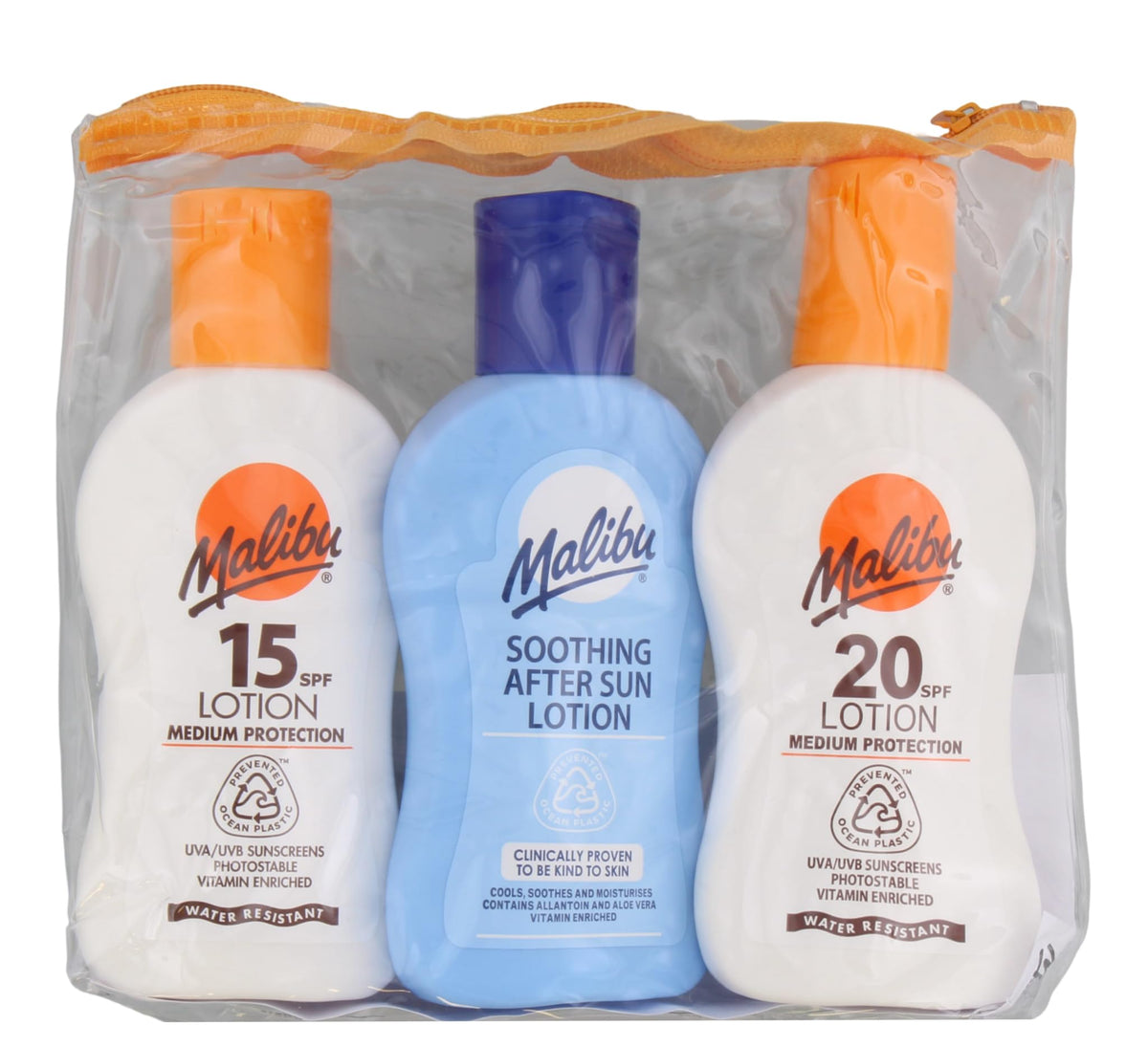 Malibu Sun Travel Essentials with SPF 10 & 20 Sun Cream Protection & After Sun Lotion, Holiday Sun Care, Water Resistant, Multipack, 3 x 100ml