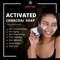 Areton High Grade Salicylic Acid Soap with 5 Active ingredients, Activated Charocal, Salicylic Acid, Kojic Acid, Aloe Vera for Skin Exfoliation, Brightening, Helps purify pores 80g