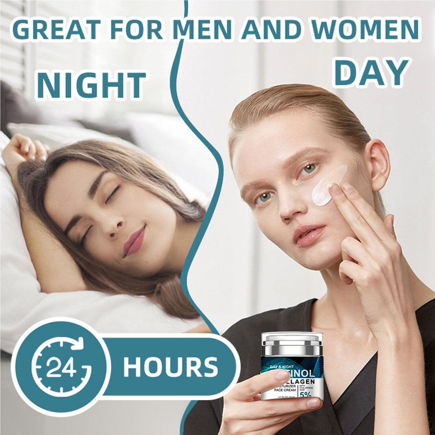 QEUTKEZS Advanced Retinol Collagen Cream for Face with 5% Hyaluronic Acid Anti-Aging Retinol Cream Anti-Wrinkle Reduce Fine Lines Lifting and Firming Cream 24-Hour Facial Care Suitable For Most Skin Types 50ml