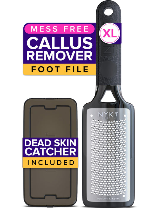 NYK1 RUSTPROOF Foot File Callus Remover for Feet with Catcher | XL Size