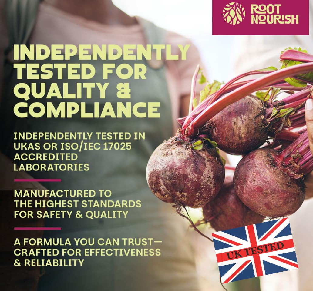 RootNourish Beetroot Gummies – High Strength Iron, Vitamin C, B12 & Folic Acid Supplement for Energy, Circulation, Tiredness & Immune Support – 60 Gummies