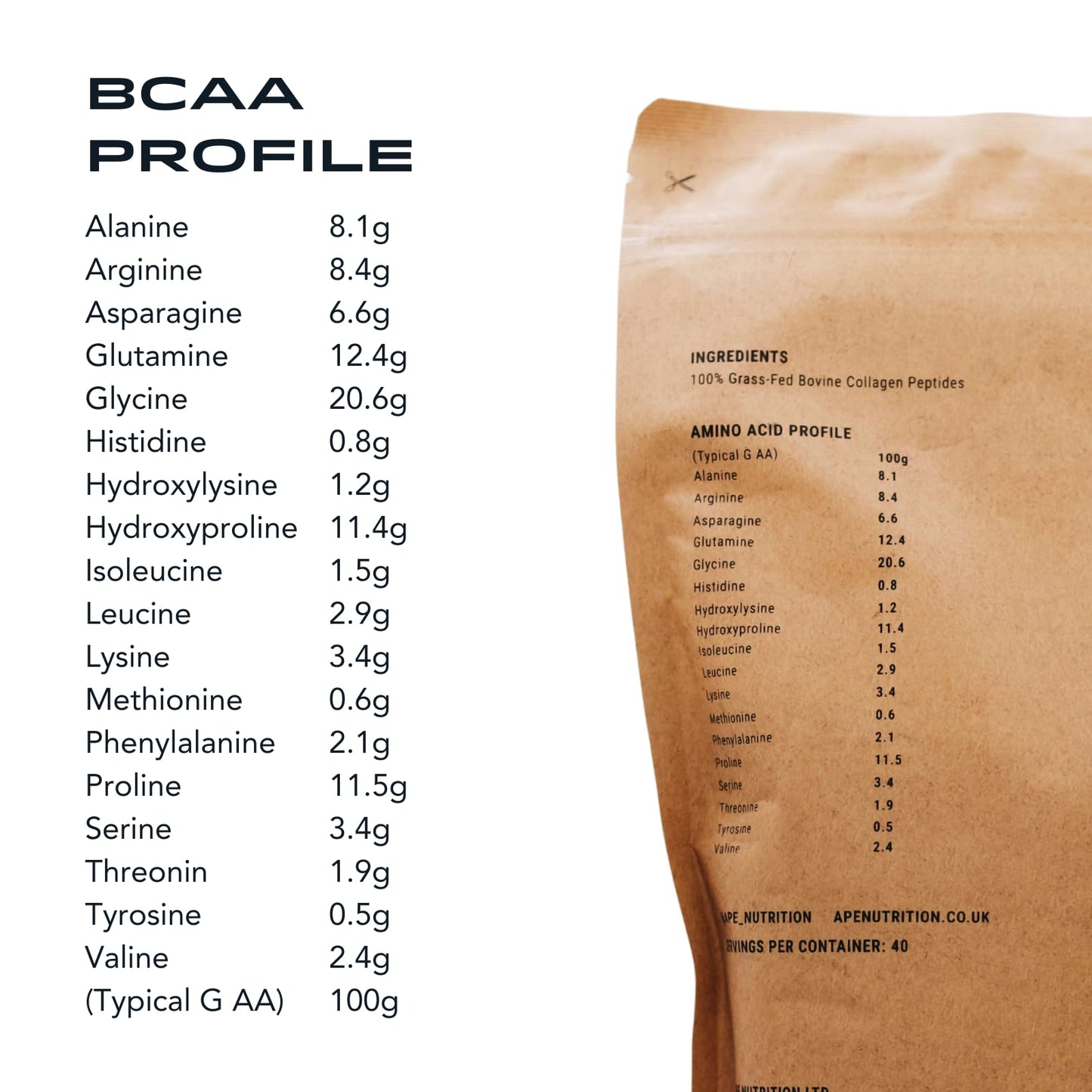 APE Nutrition Collagen Powder Peptides - Type 1 & 3 Bovine Collagen Protein, 100% Grass-Fed & Finished, Ancestral Supplement UK, Unflavoured, Improves Hair Skin & Nail Health