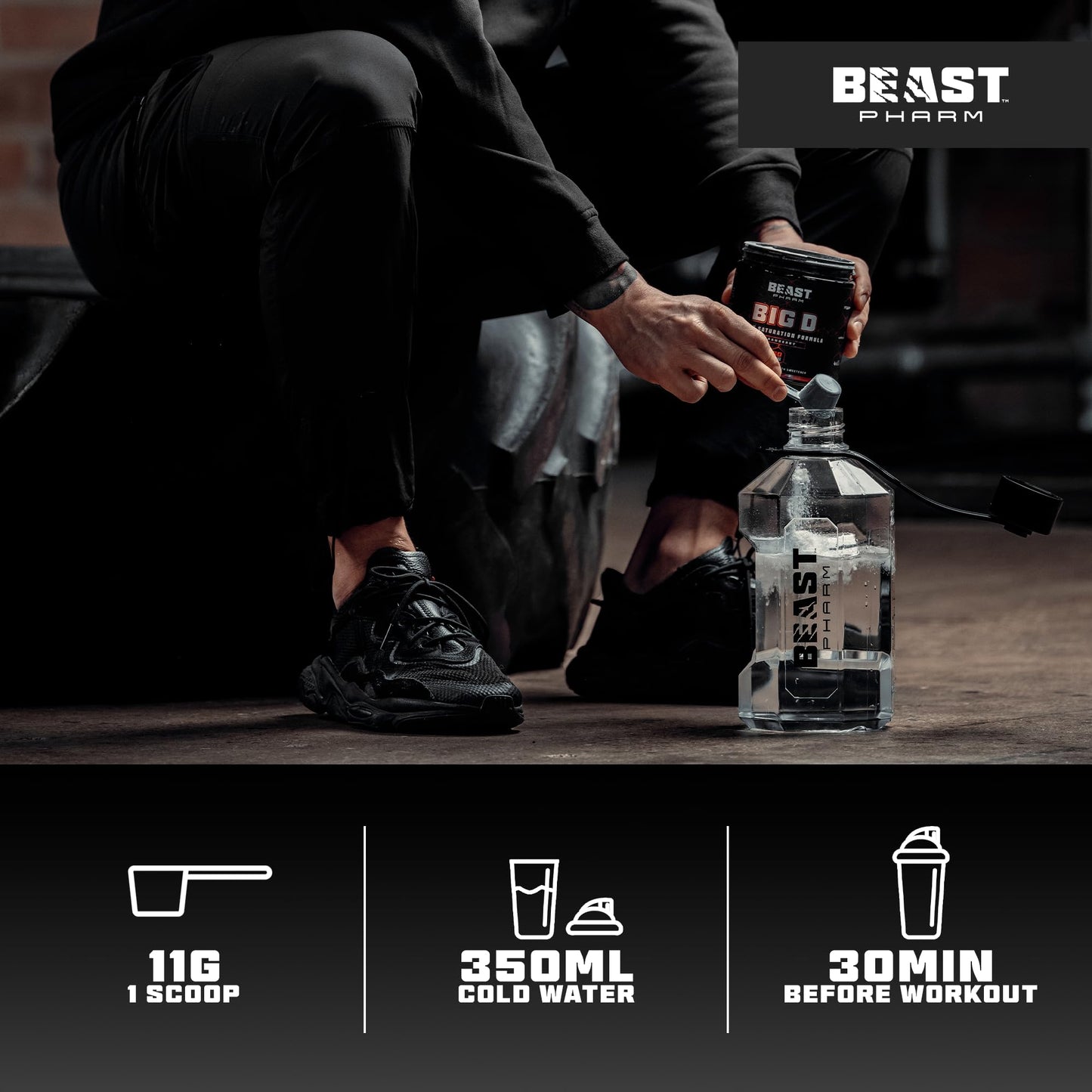Beast Pharm Beast Big D Performance Formula with Creatine Monohydrate Powder and Patented Ingredients for Daily Strength, Stamina and Endurance by Eddie Hall, 30 Servings, Cranberry
