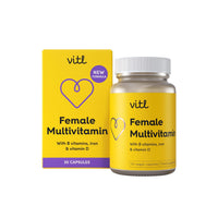 VITL Vitl Female Multivitamin & Minerals Supplement - 30 Vegan Capsules - 21 Essential Active Vitamins & Minerals - with Vitamin D3, Vitamin B, Vitamin C, Vitamin E, Folic Acid & Iron - 1 Month Supply