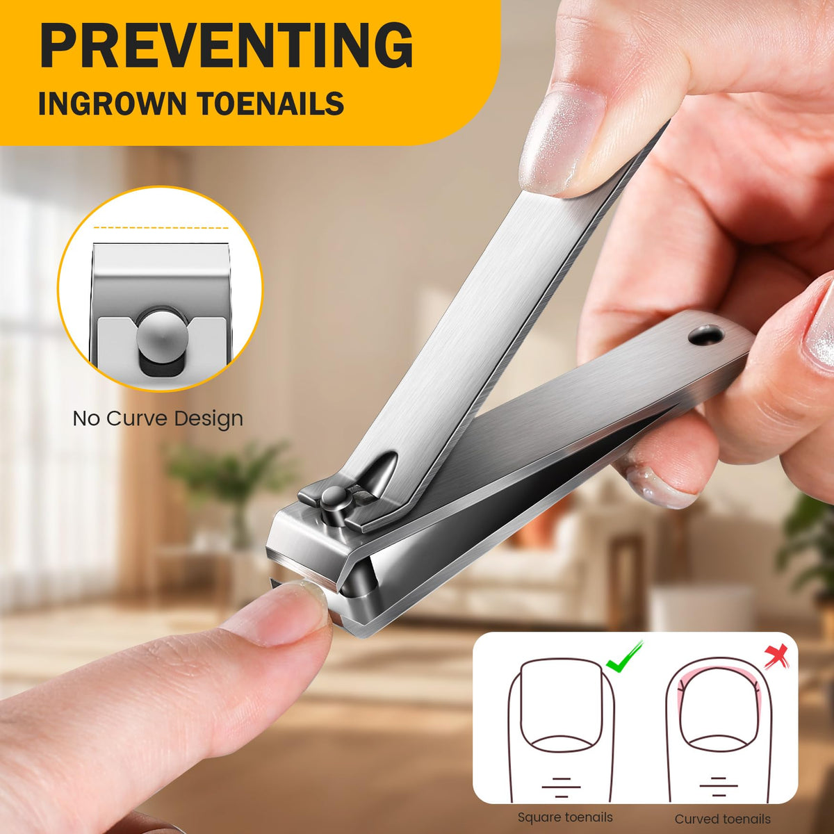 BEZOX Heavy Duty Straight Blade Nail Clippers for Thick Toenails, Professional Stainless Steel Fingernail Toenail Clippers - Ideal for Seniors Toenails Clipper, Precision Nail Grooming Tool