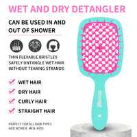Maxmana Secret Detangler Hair brush,Detangling Brush, Massage Curl Comb for for Women, Men,Girls and Kids for Natural Curly Wet Dry Thick Straight Long Hair (GREEN+ROSE RED)