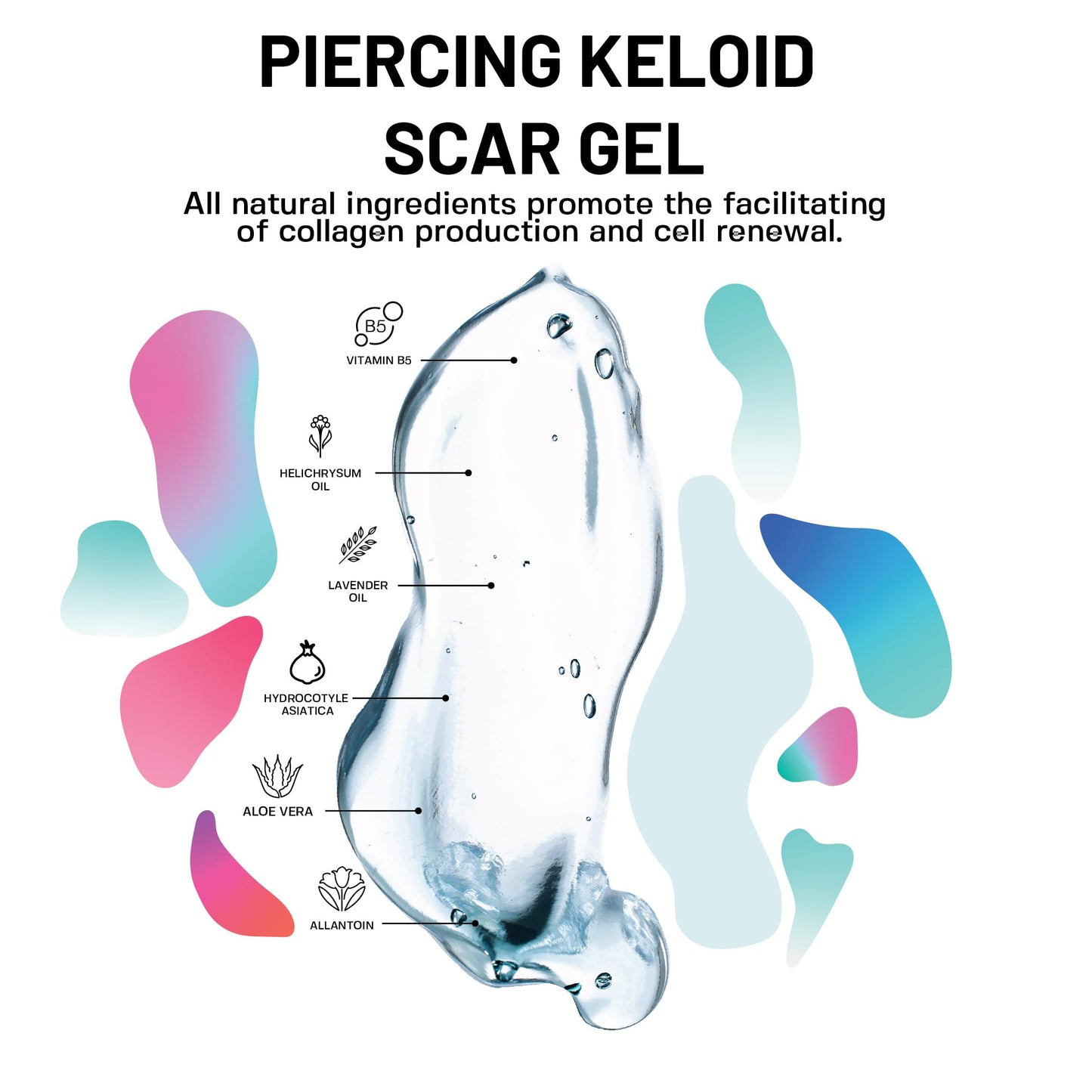 BASE LABORATORIES Keloid Bump Gel - Natural Piercing Bump & Keloid Scar Gel - For all Piercing Scars, Keloids & Bumps - 15ml