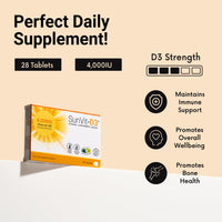 SunVit-D3 Vitamin D3 4000 IU Tablets | High Strength Vitamin D Tablets Supports Immune System, Bone, Teeth & Muscle Health | Gluten Free, Dairy Free | Vitamin D Supplements (28 Count)