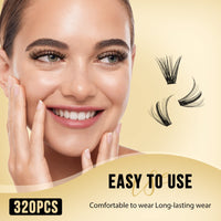 320Pcs Individual-Lashes QUEWEL Cluster-Lashes 40D D Curl MIX9-16mm Individual Lash Extension Lash-Clusters DIY Eyelash Extensions For Home Use (40D 0.07D MIX9-16mm)