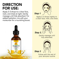 LEISGOTO Vitamin E Oil, 100% Pure Natural Plant Extracts Vitamin E Oil for Skin, Face, Reduces Scars & Stretch Marks, Smooths Fine Lines & Wrinkles, Firms & Boosts Skin Elasticity - 60ml Body Oil (Pack of 2)