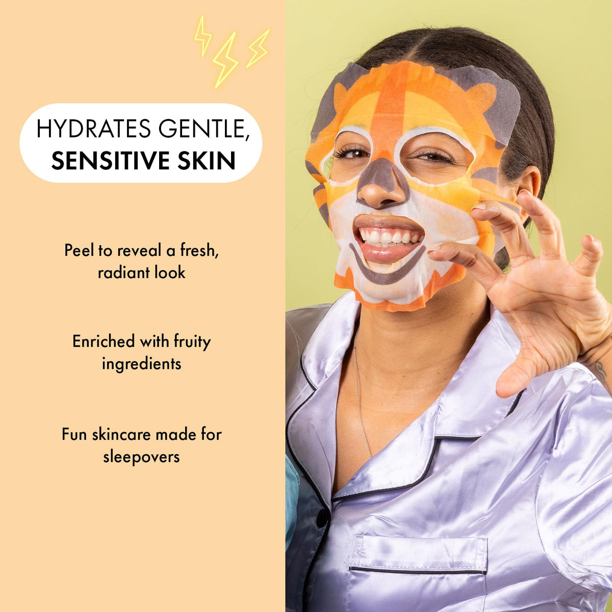 7th Heaven Tiger Face Mask Gift Set (4 Kids Face Masks). Hydrating for Sensitive Skin, Childrens Age 8+, Cruelty Free Sheet Masks - Genuine 7th Heaven Face Masks Skincare