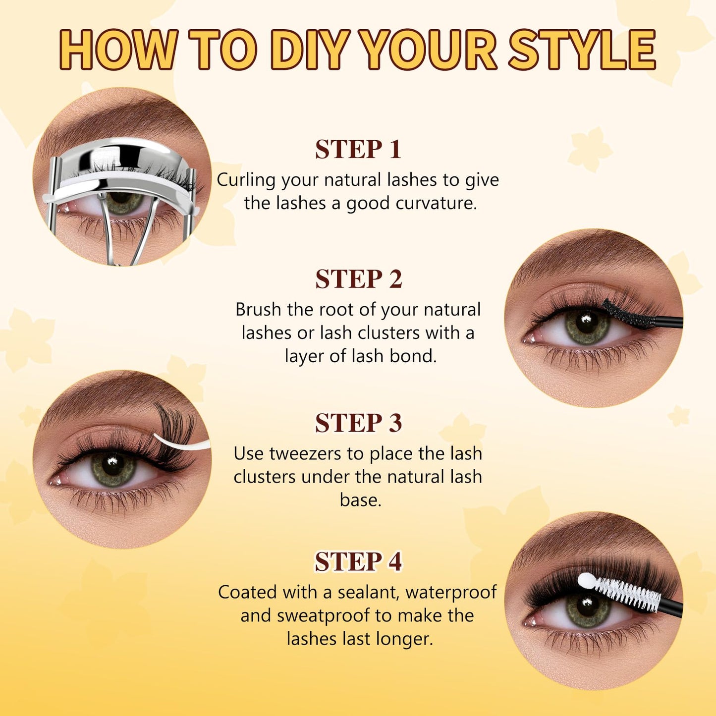 QUEWEL DIY Lash Extension Kit 320Pcs 80D+100D Fluffy Cluster-Lashes Mix 12-18mm Thick Eyelash-Clusters Bond and Seal Lash Kit and Lash Tweezers Easy DIY at Home(80D+100D Fluffy Kit)