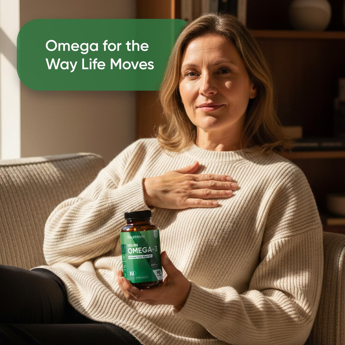 WeightWorld Vegan Omega 3 Supplement - 2000mg per Serving - 90 Softgels - 45 Days Supply - Derived from Algal Oil - 2 Softgels a Day - DHA and EPA-Rich Oil - Omega-3 Nutritional Supplements