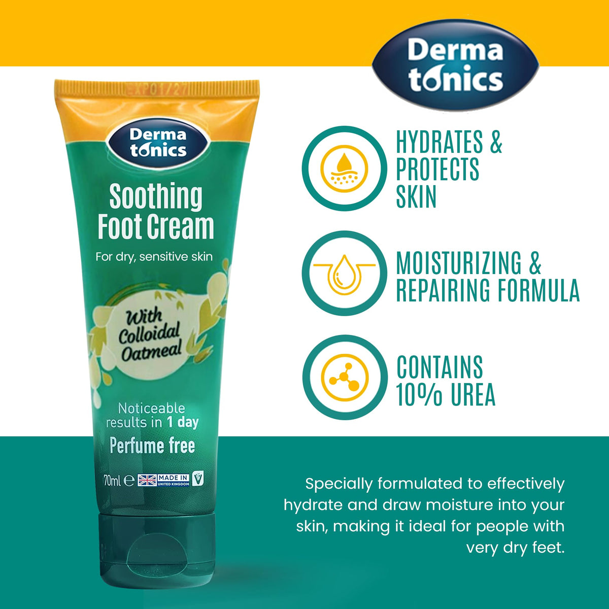 Dermatonics Soothing Foot Cream with Colloidal Oatmeal, 70ml