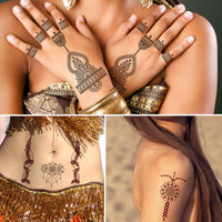 XMASIR 12 Sheets Temporary Tattoo Stickers, Indian Mandala Fake Tattoos Kit