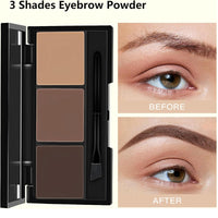 HAORQEE Eyebrow Powder Palette, Dark Brown Light Brown Brow Powder Shaping Kit Eyebrow Filler Brow Tint Root Touch Up Face Contour Hairline Powder, Natural Waterproof Long Lasting Make-Up Palette with Brush