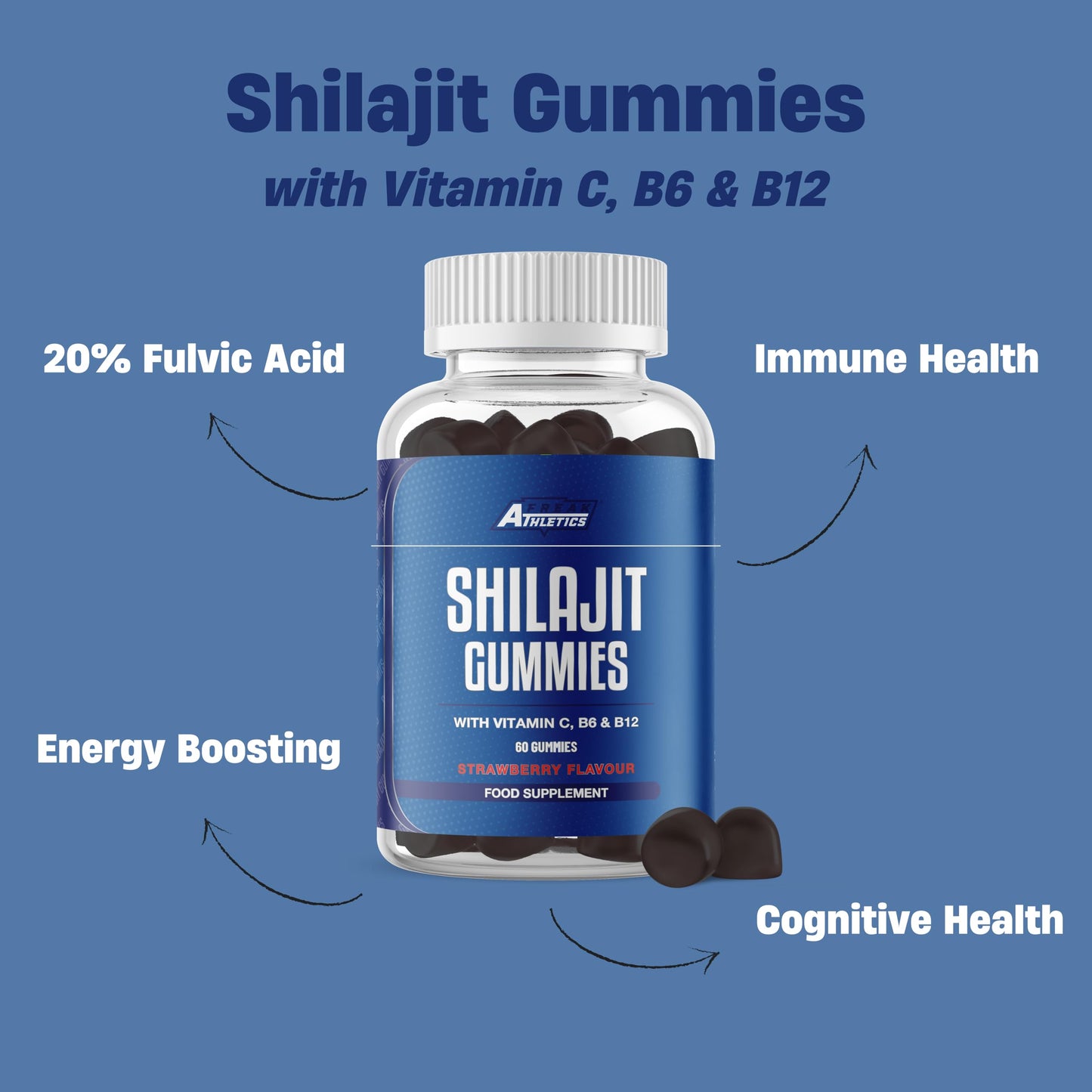 Freak Athletics Shilajit 60 Gummies 14000mg Shilajit Per Serving 20% Fulvic Acid - Vegan Friendly