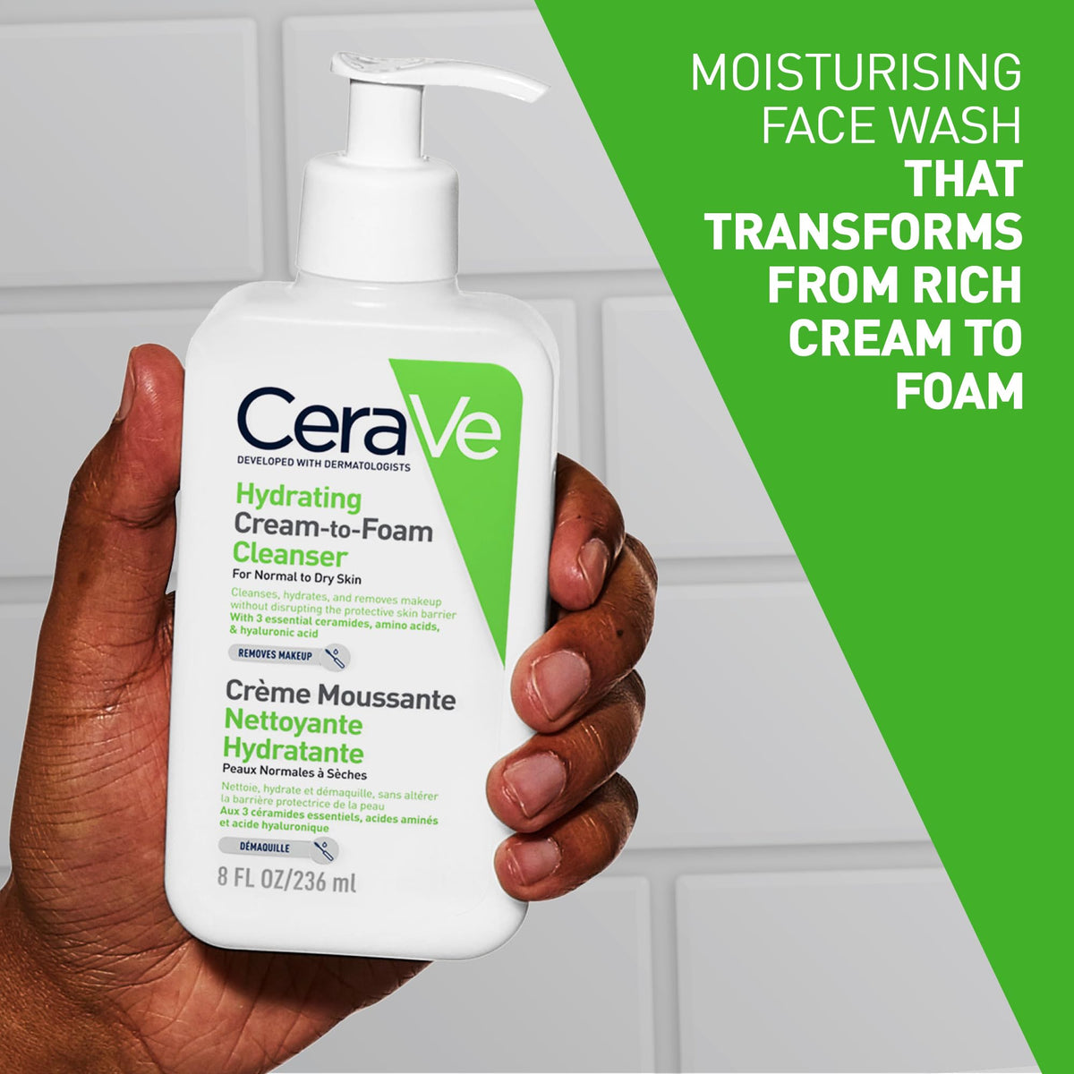 CeraVe Cream-to-Foam Cleanser with Amino Acids for Normal to Dry Skin 236ml