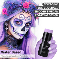 Go Ho Water Based Pastel Purple Face Paint Stick Washable (1.06 Oz),Non-toxic Cream Body Paint,Full-coverage Face Body Paint Makeup Stick for Theater Halloween SFX Cosplay