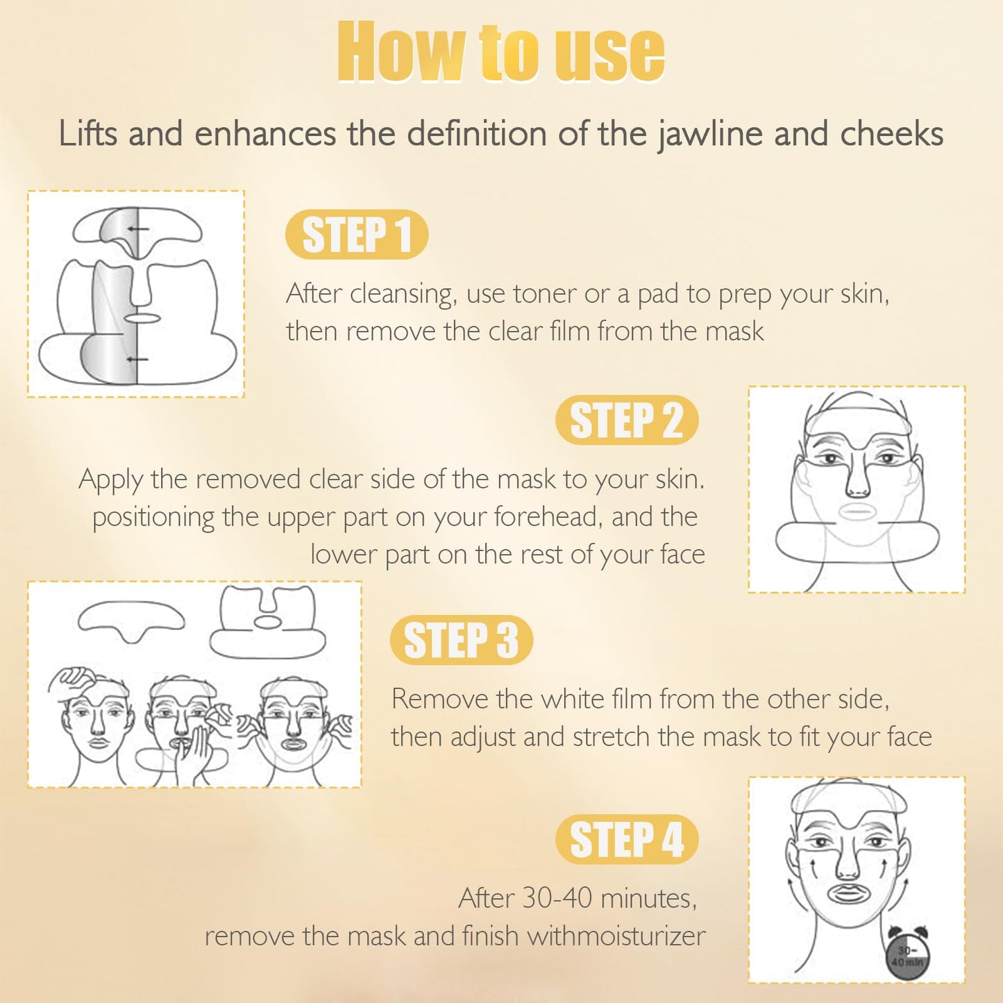 4pcs Deep Collagen Retinol Tension Boost Up Mask Set, V-Line Lifting Face Tightening Mask, Korean Skincare