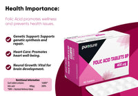 PuroSure Folic Acid 400 mcg Tablets 4Pack 360 Vitamin B9 Tablets 1 Year Supply for Pregnancy Care Supports Maternal Tissue Growth During Pregnancy Reduce Tiredness and Fatigue Boost Health and Immune System