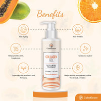 CalmGrace Collagen Gel | Anti-Ageing Collagen Moisturiser | Hydrating Anti Wrinkle Collagen Gel Face & Body Skincare | Non-Greasy Collagen Oil for Face - Papaya and Mandarin (250ml)