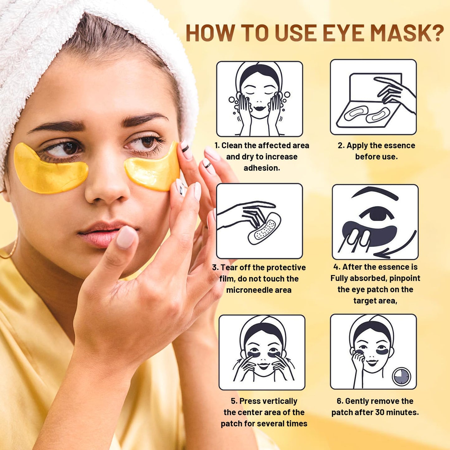 POSTA 24K Gold Eye Mask, 20 Pairs 40PCS Eye Treatment Mask With Collagen, Under Eye Mask Treatment for Puffy Eyes, Dark Circles Corrector, Used for Eye Bags, Anti Aging Patches for Women and Men