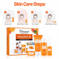 mercham Skincare Set Gifts for Teenage Girls-Vitamin C Serum for Womens Gift Sets, Includes Cleanser-Toner-Serum-Face Cream, Moisturizing & Brightening Facial Kit, Preppy Skincare Set - All Skin Types