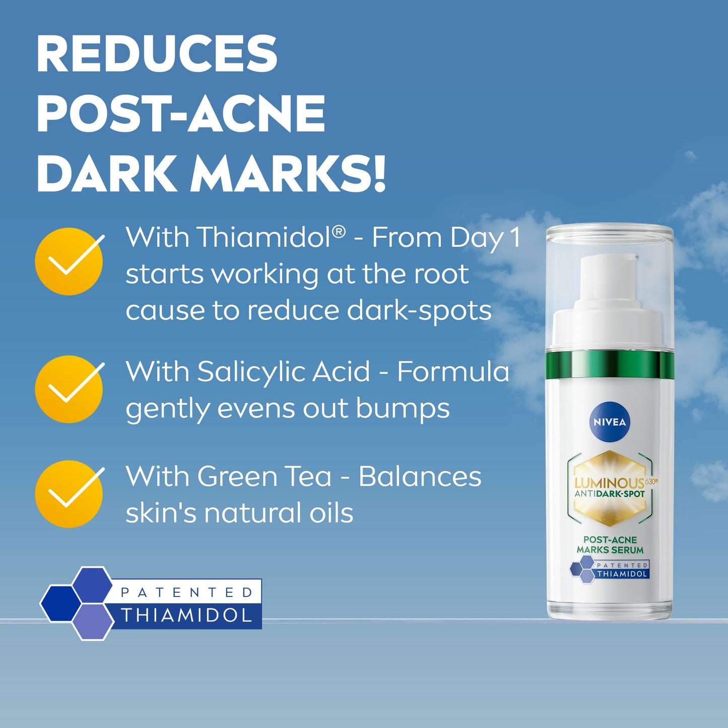 NIVEA LUMINOUS 630 Anti Dark-Spot & Post-Acne Marks Serum (30ml), Face Serum Visibly Reduces Post-Acne Dark-Spots, Contains Salicylic Acid and Hyaluronic Acid