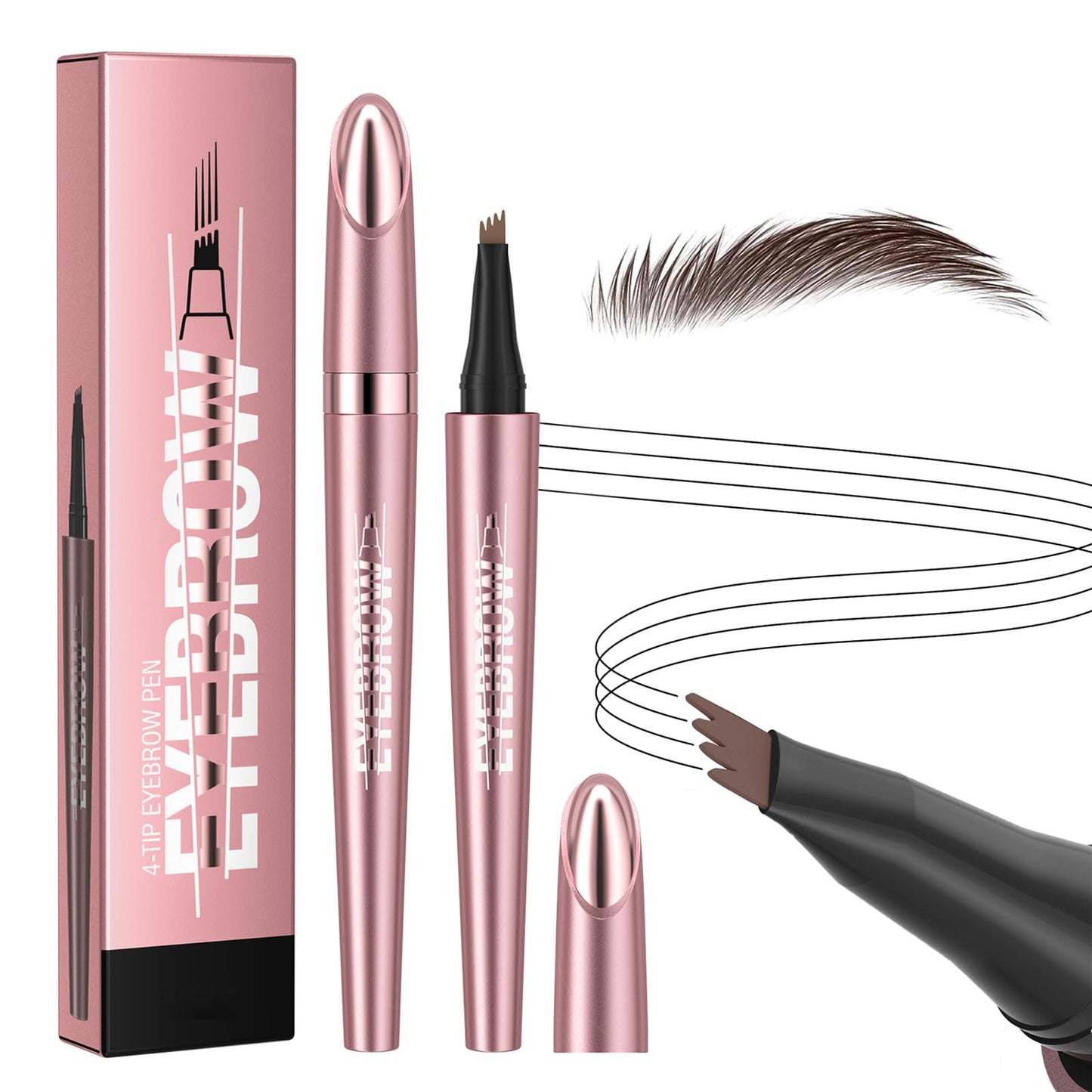 NatrLuxe 3D Waterproof Eyebrow Pencil – Magic Eyebrow Pen With 4-Tip Design, Dark Brown (02) – Long-Lasting Brow Tint For Flawless Makeup
