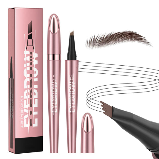 NatrLuxe 3D Waterproof Eyebrow Pencil – Magic Eyebrow Pen With 4-Tip Design, Dark Brown (02) – Long-Lasting Brow Tint For Flawless Makeup