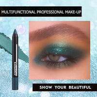 LYNTYAOU Green Shimmer Eyeshadow Stick, Jungle Green Eye Shadow Pencil, Creamy Metallic Glitter Eye Makeup Crayon, Deep Blue Color Highlight Brightener Pen, Smooth High Pigmented Eyeliner