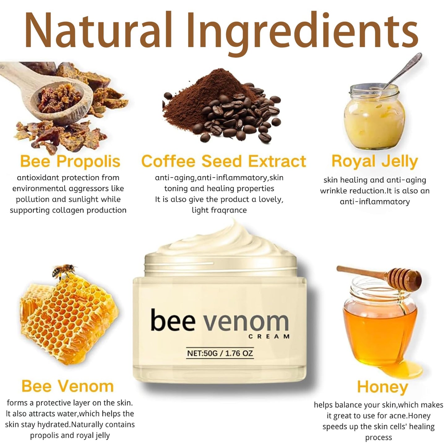 ChicNana Bee Venom Anti Wrinkle Face Cream, Skin Tightening Cream for Face, Bee Venom Cream, Skin Treatment, Day and Night Moisturiser Women, Instant Wrinkle Remover, Best Wrinkle That Works