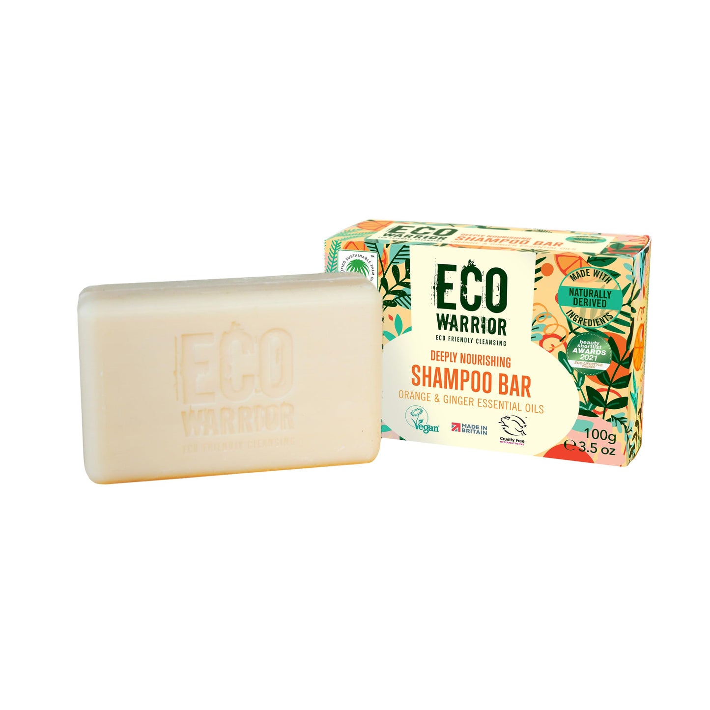 Little Soap Company Eco Warrior Deeply Nourishing Shampoo Bar | Vegan, Cruelty Free, Natural, No SLS or Parabens | Eco Friendly Cleansing | Hydrating Pink Clay, Pure Orange & Ginger Essential Oil for Healthy Hair | 100g