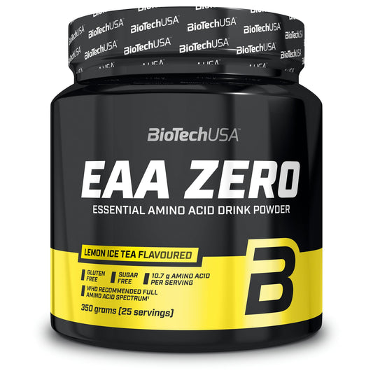 BioTechUSA EAA Zero - Essential Amino Acid Power | 7160mg EAA/serv. | WHO Recommended Ratio | Sugar-Free, Gluten-Free, 350 g, Lemon Ice Tea