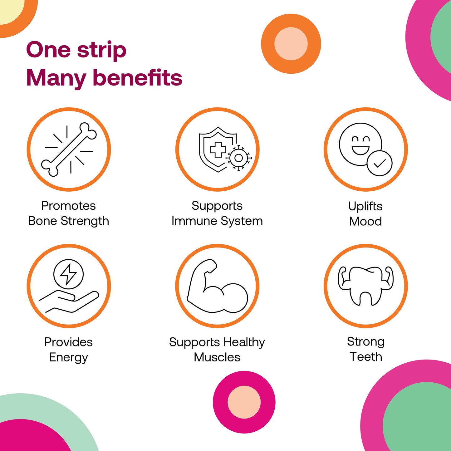 OQO Diso Vitamin D3 K2 - Box of 30 Oral Dissolvable Strips, Vitamin D3 (10mcg) and K2 (75mcg), High Strength Bone Health Supplement with Fast Absorption Calcium, Gluten Free (Raspberry)