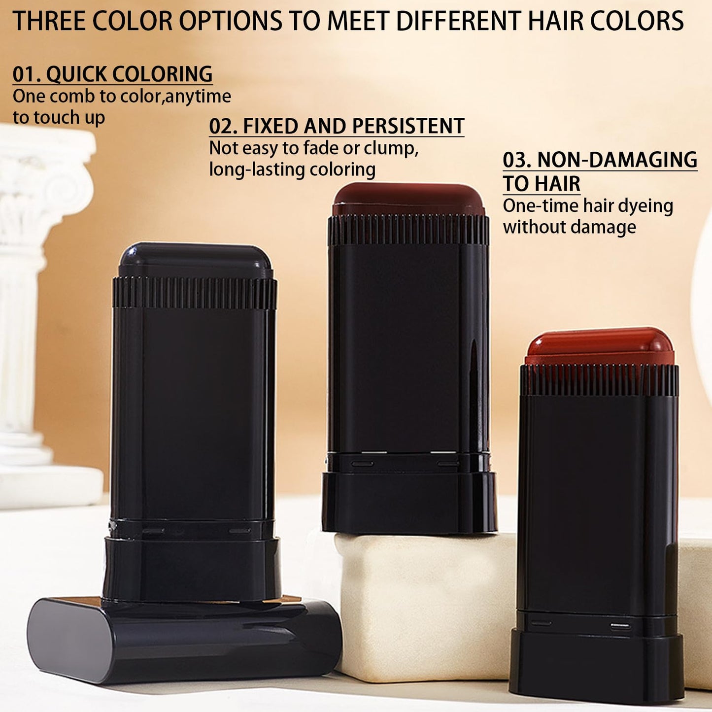 DMQ Temporary Hair Color Stick, 20G Light Brown Hair Dye Comb,Instant Coverage, Quick Styling & Concealing, Portable Dye Comb For Travel Business Trips (Light Brown)